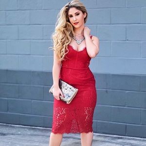 Red lace dress